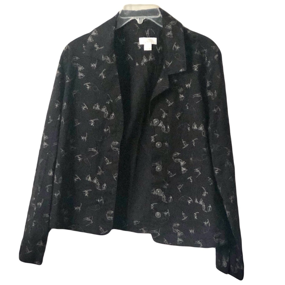 Christopher & Banks women’s black and beige button front blazer jacket Size L